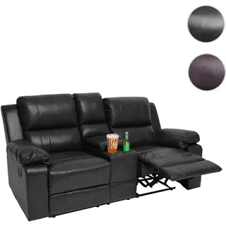 Mendler 2er Kinosessel HWC-H29, Relaxsessel Fernsehsessel Zweisitzer Sofa, Getränkehalter Soft Touch Kunstleder MVG - schwarz