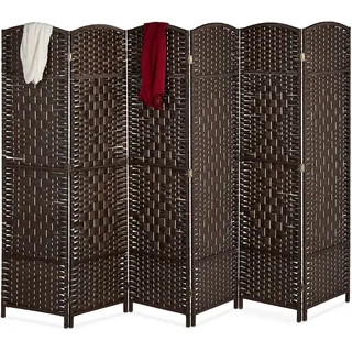 Relaxdays Paravent Raumteiler, 6-teilig braun