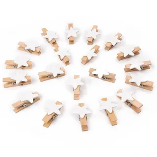 Vicloon 90 Stück Pentagramm Holzklammern, 3.5cm Holzklammern Klein, Mini Wäscheklammern für Fotos Bilder Collagen Postkarten Geschenke, Schule Büro Hausaufgabe Deko, Clips für DIY, Fotohalter, Basteln