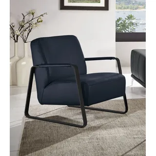 Cocktailsessel W.SCHILLIG "quadroo Loungesessel", blau (blau z59), B:65cm H:82cm T:82cm, Velourgewebe V41 (100% Polyester);Longlife Xtra-Leder Z59 - Glattleder;Longlife Xtra-Leder Z73 - Glattleder;Stoff S37 (100% Polyester): Luxus-Microfaser in Lederoptik, Sessel, Cocktailsessel, mit bezogenen Armlehnen, Gestell in Schwarz pulverbeschichtet