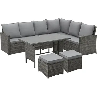 Svita Monroe Garten-Lounge Set Polyrattan Lounge-Möbel Sitzgruppe Grau
