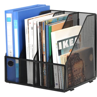 EasyPAG 4 Fächer A4 Metall Büro Schreibtisch Organizer Dokumentenhalter Aktenablage Zeitschriftenhalter Briefablage Papier Magazin Organisator,Schwarz