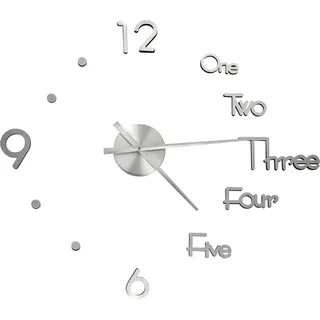 3D-Wanduhr Modernes Design Silbern 100 cm XXL - Silber