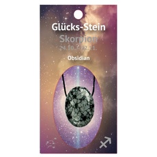 Glücksstein mit Band auf Astrokarte Skorpion/Obsidian