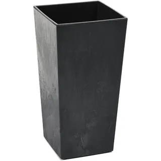 Tymar Blumentopf, Pflanzkübel, Übertopf, Blumenkübel aus Kunststoff, Gross, Quadrat, Hoch, Glanz, Garten, Balkon, Terrasse, Haus (Beton Schwarz Hoch, 30x30 cm)