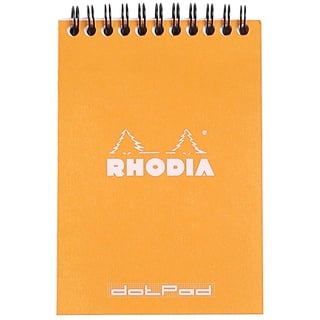 Rhodia 13503C Notizblock (DIN A6, 10,5 x 14,8 cm, Doppelspirale, liniert, dot grid, mikroperforiert, 80 Blatt) 1 Stück orange