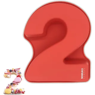 Kuchenform Zahlen Silikon Backform Zahlen Groß 3D Number Cake Backform Anzahl 2 DIY Kindergeburtstag Hochzeit Jubiläum Geburtstagstorte Zahlenbackform