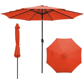 FANTASK Sonnenschirm wasserdicht stabil 25° klappbar, Gartenschirm mit Kurbel, Terrassenschirm mit 8 Rippen, belüfteter Terrassenschirm 300 cm (Orange)