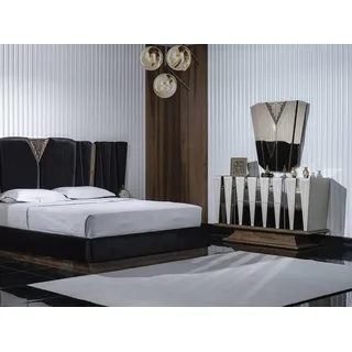 Eleganter Weißer Schminktisch mit Spiegel aus Holz und Glas - Weiß