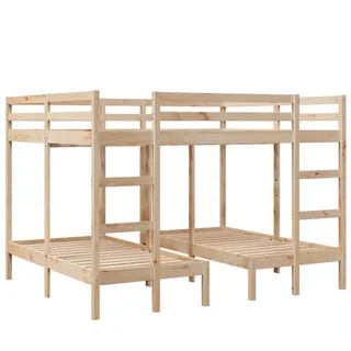 vidaXL Dreifach-Etagenbett 160x200/80x160 cm Massivholz Kiefer - Braun