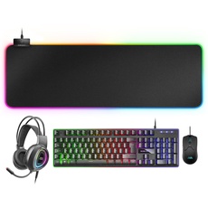 Mars Gaming MCPEXFR, Combo H-Mech Tastatur, Maus, RGB Headset & RGB XXL Mousepad, Französische Sprache