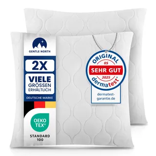 Gentle North Kopfkissen (80x80 cm groß) - 2er Set Kissen für Bett und als Dekokissen - Mit Reißverschluss für Füllung - Sofakissen - Zierkissen für Couch und Sofa - Ökotex - Waschbar bis 60° - Weiß