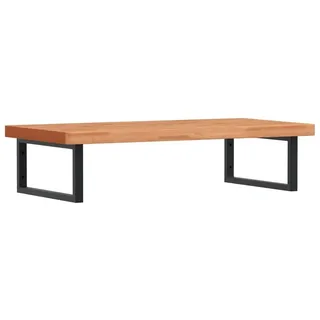 vidaXL Waschbeckenregal Wandmontage Stahl und Massivholz Buche - Braun