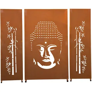 Ferrum Art Sichtschutzwand Buddha Rost