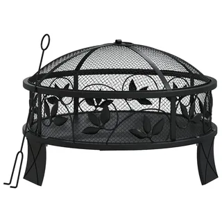 vidaXL Feuerschale mit Schürhaken 50 cm XXL Stahl - Schwarz