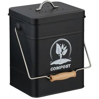 Relaxdays Komposteimer , Metall, Holz, Textil , Rechteckig , 20.5x25x17.5 cm , Nur In Filialen Erhältlich, Nur In Filialen Erhältlich, Nur In Filialen Erhältlich