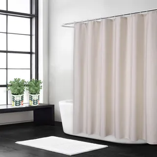 LinTimes Flachs Leinen wie 240GSM Schwerer Stall Duschvorhang für Badezimmer mit Haken Hotel Luxus Stoff waschbar,Elfenbein,120x200 cm