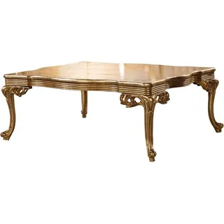Goldener Couchtisch Barock Rokoko Holz Tisch Wohnzimmer Tische Gold - Gold