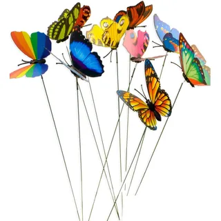 HomeTools.eu® 20 Deko Schmetterlinge für Garten, Balkon, bunt gemischt, 7cm x 5cm
