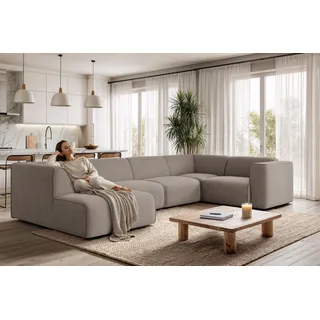 otto home Wohnlandschaft »Merid U-Form, B: 367 cm« Cord Ottomane links grau/taupe