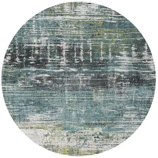 Louis De Poortere Teppich Glen Cove Atlantic Streaks 140/140 cm , Blau , Textil , Grafikmuster , Rund , 140x140 cm , Oeko-Tex® Standard 100 , antistatisch, pflegeleicht, rutschfeste Unterfläche, für Fußbodenheizung geeignet, UV-beständig, waschbar , Teppiche und Böden, Teppiche