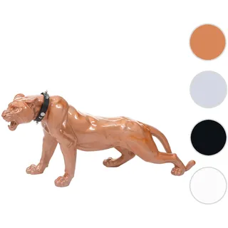 Deko Figur Leopard 59cm, Polyresin Skulptur Panther, In-/Outdoor ~ antik hochglanz mit Halsband