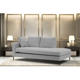 Home affaire Recamiere »Cozy Chaiselongue, Maße B/T/H: 195/97/80 cm« mit losen Kissen und Metallbeinen, Armlehne links oder rechts wählbar, grau