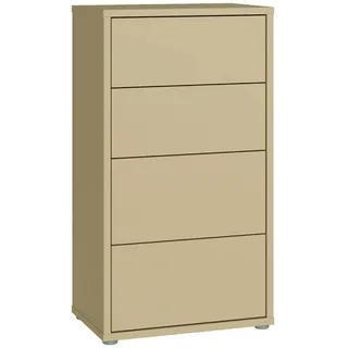 Kommode FORTE "Alice Springs, Kommode Höhe 99,1 cm, 4 Schubkästen", gelb, B:54,8cm H:99,1cm T:34,9cm, Holzwerkstoff, Sideboards, Kommode, Schubkästen mit Vollauszug, Grifflos, Push to open