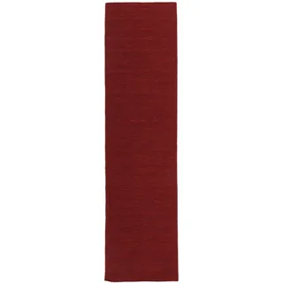 RugVista Handloom Flat Teppich, 80 x 300 cm, Dunkel Rot | Kelim, Rechteckig, Mittlerer Stapel, Nur chemische Reinigung, Wohnzimmer, Esszimmer, Schlafzimmer, Diele