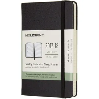 Moleskine Wochen Kalender, Taschenkalender, 18 Monate, 2017/2018, Horizontal, Pocket , A6, Hard Cover, Schwarz