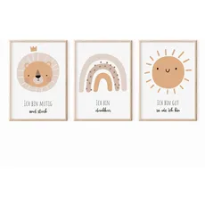 MeinBaby123® I Affirmationsbilder | 3er Set DIN A4 Poster Set | Bilder Kinderzimmer | Kinderzimmer Poster | Deko Bilder Kinderzimmer | Babyzimmer Deko (Affirmations Set V4)