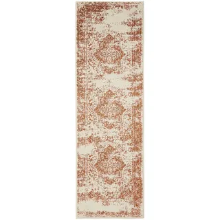 benuta Vintage-Läufer Suki 80/240 cm , Creme, Orange , Kunststoff , Vintage , Rechteckig , 80x240 cm , Oeko-Tex® Standard 100 , für Fußbodenheizung geeignet, in verschiedenen Größen erhältlich, pflegeleicht , Teppiche und Böden, Teppiche, Teppichläufer, Läufer