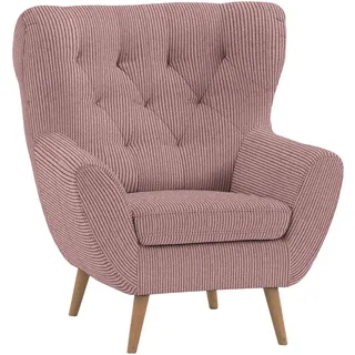 Stylife Ohrensessel , Rosa , Textil , Eiche , massiv , Uni , 87x101x95 cm , Fußauswahl, Stoffauswahl, erweiterbar (Typenauswahl) , Wohnzimmer, Sessel, Ohrensessel