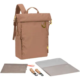 Lässig Wickelrucksack Wickeltasche Rucksack mit Wickelunterlage, Kinderwagenbefestigung, Flaschenhalter nachhaltig produziert/GRE Outdoor Rolltop Backpack, almond
