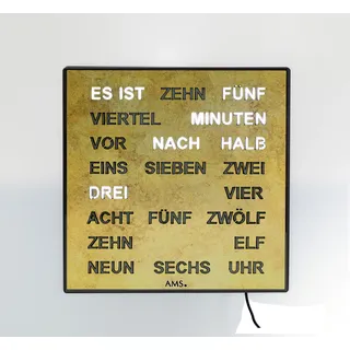 digitale Wortuhr Deutsch LED-Anzeige 28 x 28 cm - AMS Modell: 1241 - Schwarz
