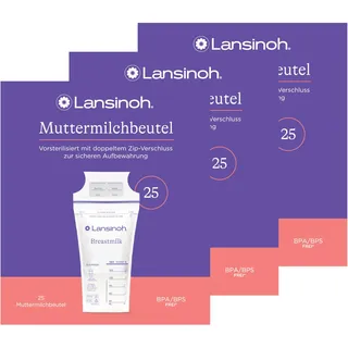 Lansinoh Muttermilchbeutel - 75 Stück - zum sicheren Aufbewahren und Einfrieren von Muttermilch - hygienisch & platzsparend