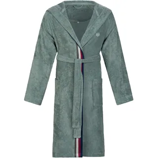 Herrenbademantel BUGATTI "Decimo, ideal für Sauna & Spa, Hotelbademantel, Morgenmantel" Gr. XXL, grün (sage), L:114cm, Webfrottier, Hausmäntel, Herrenbademantel, mit Kapuze & farbiger Kantenblende, reine Baumwolle