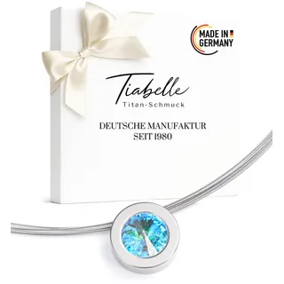 TIABELLE – Collier LARA aus Titan mit funkelndem Swarovski® Kristall – Silberfarbene Kette für Damen – allergenfrei & hautverträglich – Handmade in Germany (L=45cm | 15,9mm ø | Aurore Boreale)