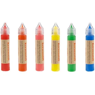 Ovaletta 6 Farben Kerzen Bemalen Set, Kerzenstifte, Wachsplatten für Kerzen, Candle Pen, Kerzenstifte zum Verzieren, Keramik Bemalen Set, je 25 ml