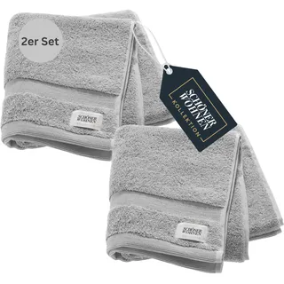 SCHÖNER WOHNEN 2er Set Premium Handtuch 50x100 cm - saugstark - Luxus Handtücher Grau 2teilig - 100% Baumwolle - flauschig weich - als Handtuch-Set kombinierbar - Frottiertücher - Öko-Tex