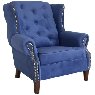 Sessel Fernseh Sofa 1 Sitzer Couch Designer Textil Sofas Polster Ohrensessel Neu - Blau