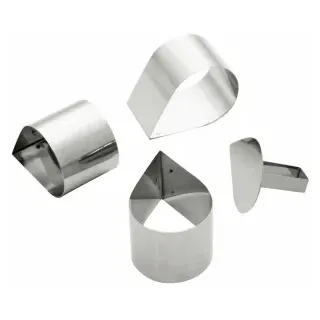 SCHNEIDER Schaumspeiseringe-Set, Tropfen, Dessertform aus hochwertigem Edelstahl, Höhe: 73 mm, 4-teilig (3 Formen + 1 Drücker)