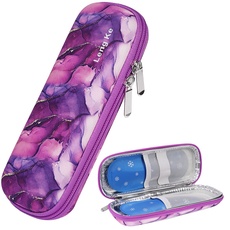 JAKAGO Insulin Kühltasche, Tragbare Insulin Pen Tasche mit 2 Nylon Kühlakkus für Diabetes Zubehör & Kühler Diabetes Medikamente (Violett)