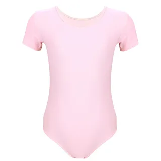 Aquarti Mädchen Gymnastikanzug Kurzarm Ballett Trikot, Farbe: Hellrosa, Größe: 152