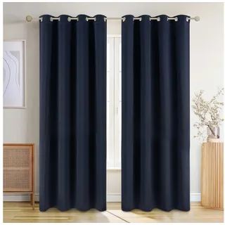 Blumtal Verdunklungsvorhänge 2er Set - Thermovorhang Hitzeschutz - Vorhang Blickdicht mit Ösen - Gardinenschals mit Schlaufen - Lärmschutzvorhang - Gardinen 145x140cm - Ösenvorhang - Vorhang Blau