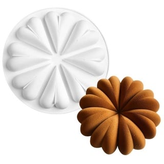 Französische Mousse-Kuchenformen aus Silikon, 3D Backformen DIY Schokoladenseifen kerzenform, 8 Zoll Knospe des Herzens