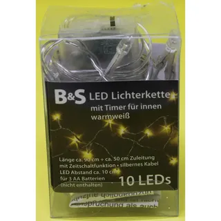 Deko-Weihnachten Lichterkette 10 LED mit Zeitschaltfunktion Batterie für Innen