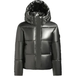 khujo Steppjacke »Steppjacke Devina Shiny-YM«, mit Kapuze, Glänzende kurze Winterjacke für Damen, grau