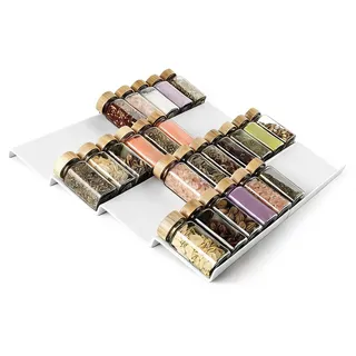 VINATO Gewürzregal Schublade Organizer 8Pcs, Gewürzschublade Einsätze, Küchen Schubladen Organizer mit hohe Belastbarkeit Multifunktionaler für Gewürzgläser, Gewürzaufbewahrung, Weiß