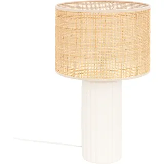 Tischlampe Lison aus Rattan und Keramik, 28x28x47 cm, ohne Leuchtmittel